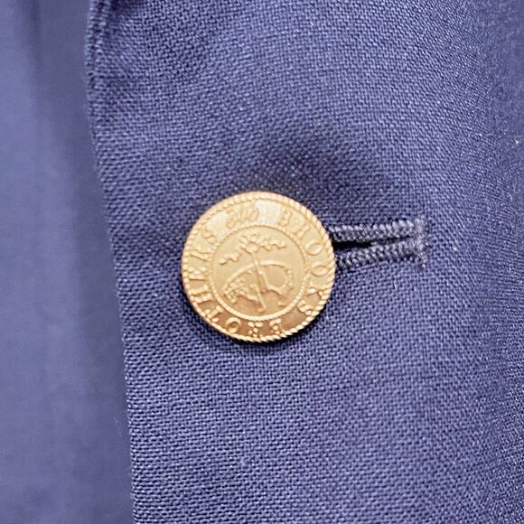 Brooks Brothers 346 Gold Metal Button Hopsack Blazer Navy Blue Wool Mens 43R - Picture 4 of 9